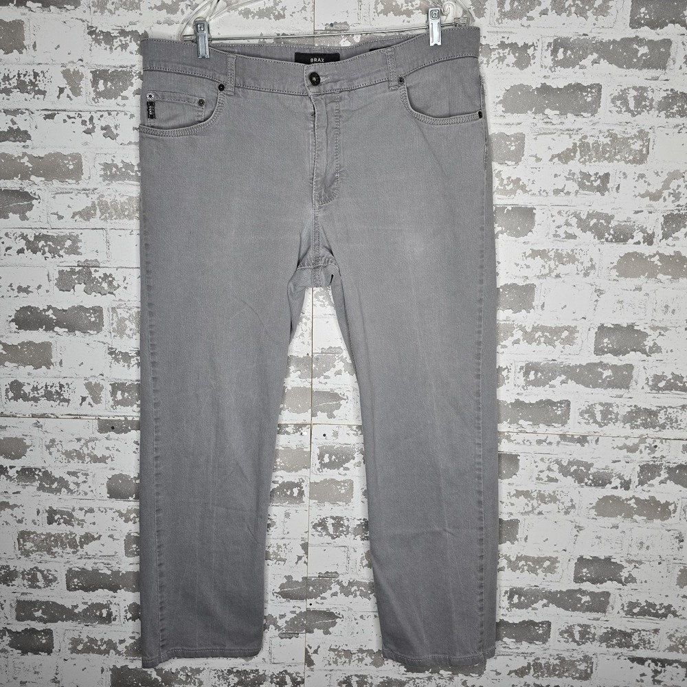 Brax Jeans Mens 38x29 Cooper Denim Straight Leg Regular Fit Gray Medium Wash